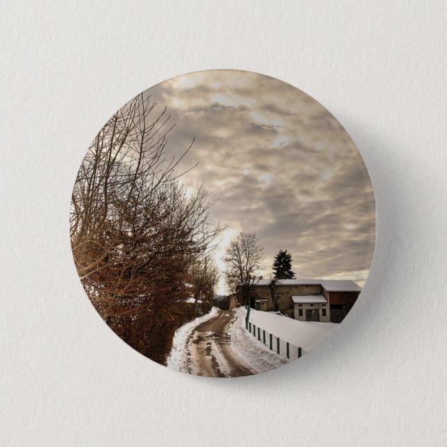 Winter Farm 6 Cm Round Badge (Front)
