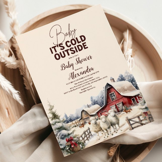 Winter Farm Animals Christmas Baby Shower Invitation (Creator Uploaded)