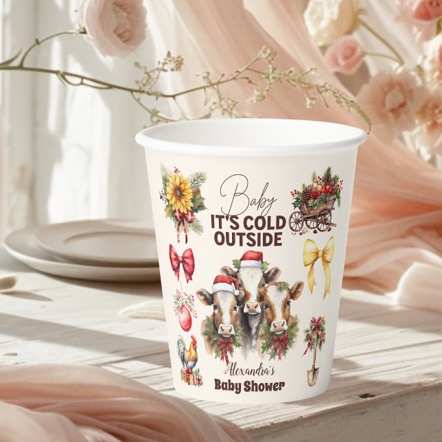 Winter Farm Animals Christmas Baby Shower Paper Cups (Creator Uploaded)