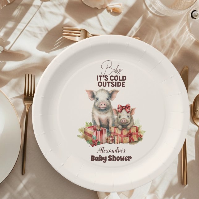 Winter Farm Animals Christmas Baby Shower Paper Plate (Creator Uploaded)