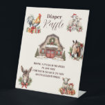 Winter Farm Animals Christmas Diapper Raffle Pedestal Sign<br><div class="desc">Add a festive touch to your baby shower with our "Woodland Winter Christmas" Diaper Raffle Enclosure Card. This charming card invites guests to participate in a diaper raffle, seamlessly blending the cosy allure of a winter woodland with the joyous spirit of Christmas. Features: Whimsical Design: The enclosure card features a...</div>