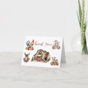 Winter Farm Animals Christmas Thank You Card