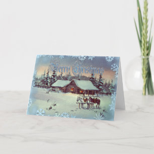 WINTER FARM  by SHARON SHARPE Holiday Card