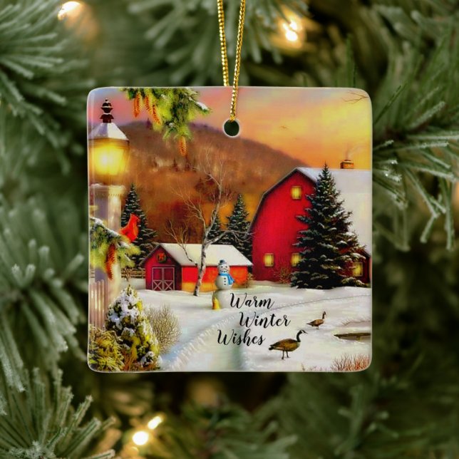 Winter farm ceramic ornament (Tree)