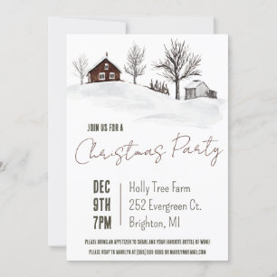 Winter Farm Christmas, Holiday Party Invitation