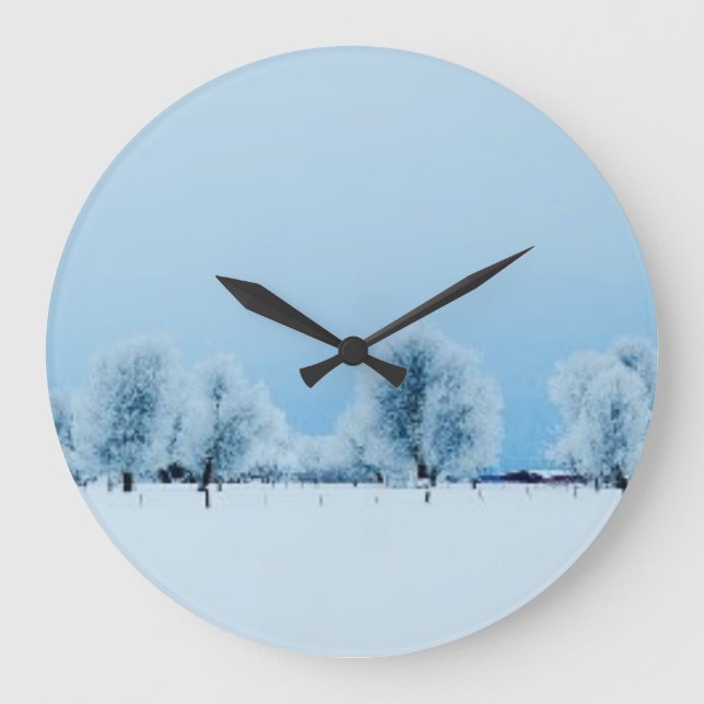 Winter Farm Large Clock (Front)