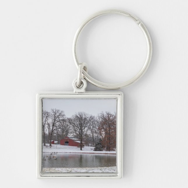 Winter Farm Pano Key Ring (Front)