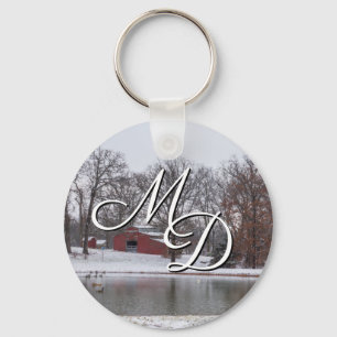 Winter Farm Pano Keychain