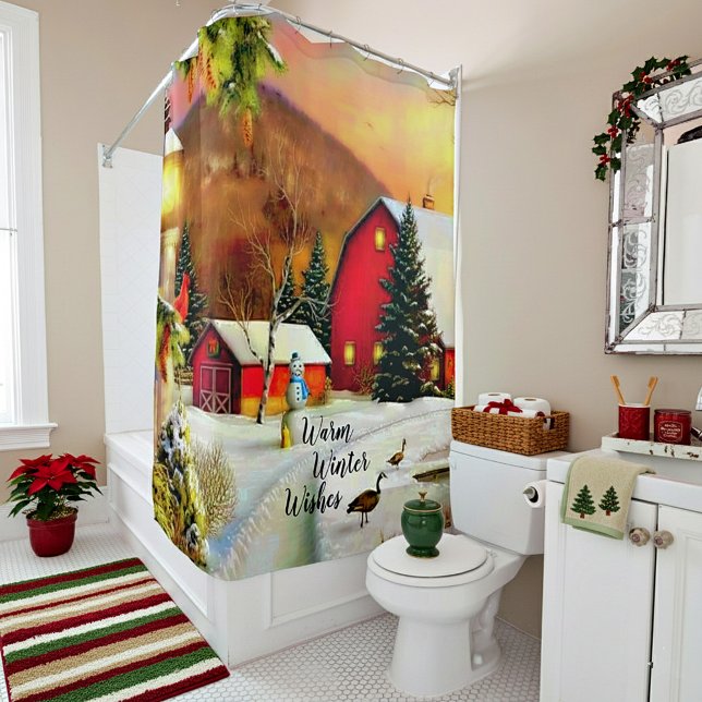 Winter farm shower curtain (Creator Uploaded)