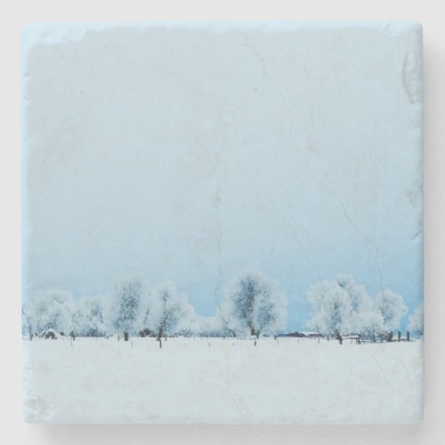 Winter Farm Stone Coaster (Front)
