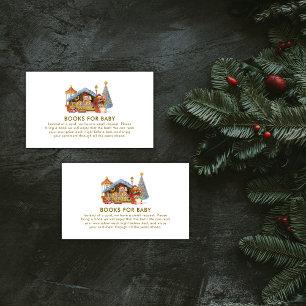 Winter Farmer Market Teddy Bear Books Baby Shower Enclosure Card