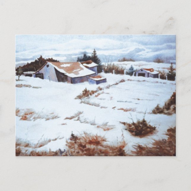 "Winter Farms" Country Roads Postcard (Front)