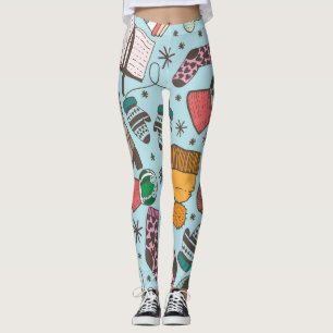 Winter Fashion Doodle Sketch Pattern Leggings
