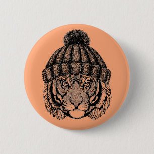 Winter Fashion Ready Tiger 6 Cm Round Badge