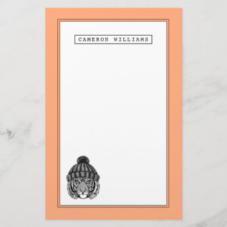 Winter Fashion Ready Tiger | Add Your Name Stationery