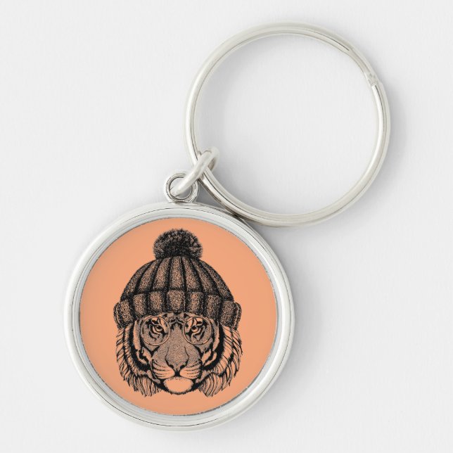 Winter Fashion Ready Tiger Key Ring (Front)