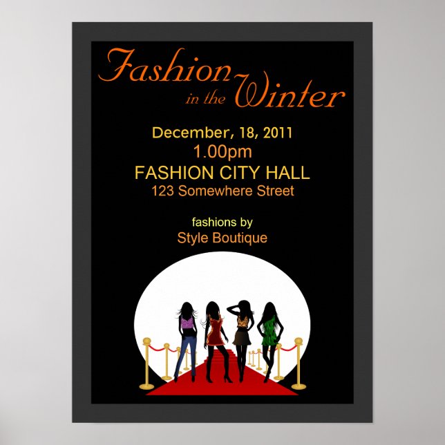 Winter Fashion Show Designer Black and Red Posters (Front)
