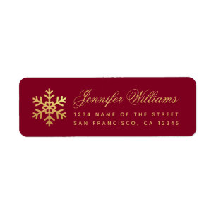 Winter Faux Gold Snowflake Elegant Script Burgundy