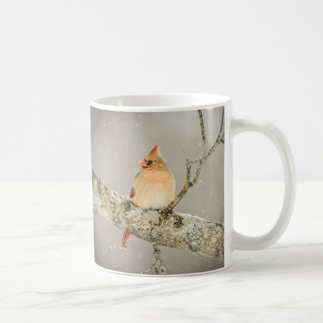 Winter Female Cardinal Bird Coffee Mug (Right)