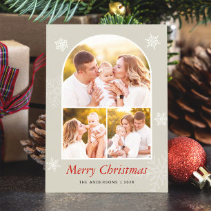 Winter Festival 3 Photo Modern Merry Christmas Holiday Card