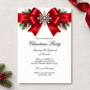 Winter Festive Bow Christmas Party Invitation
