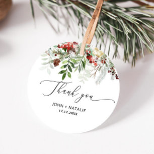 Winter festive Christmas evergeen wedding Favour Tags