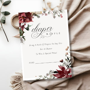 Winter Festive Foliage Diaper Raffle Baby Shower Enclosure Card
