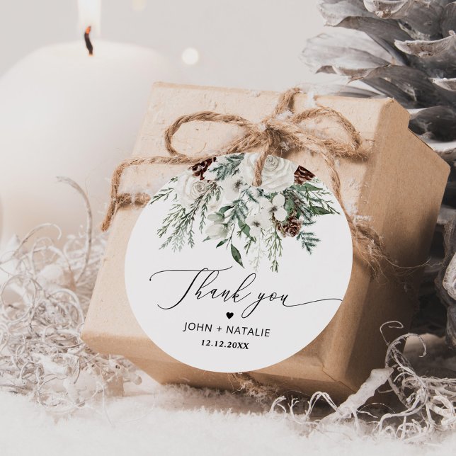 Winter festive foliage evergeen wedding favour tags (Creator Uploaded)