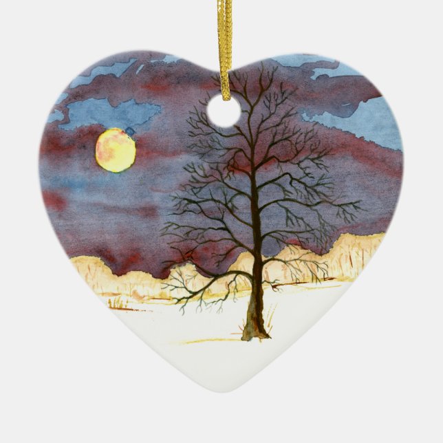 Winter Field Ceramic Tree Decoration (Front)