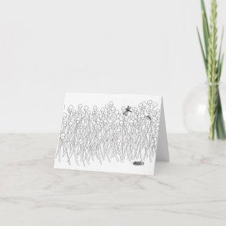 Winter field of snow capped weeds tangle design card