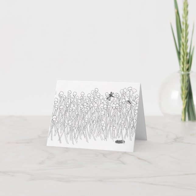 Winter field of snow capped weeds tangle design card (Front)