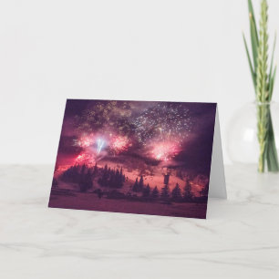 Winter Fireworks Snow Holiday Christmas Cards