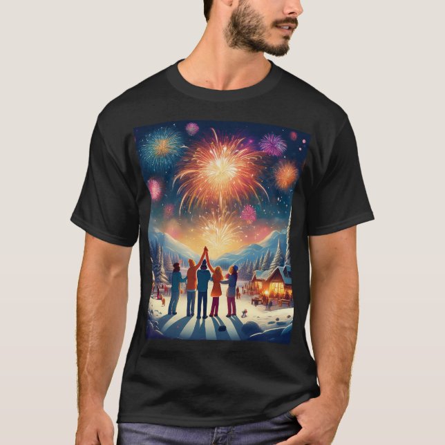 Winter Fireworks Spectacle – New Years Celebration T-Shirt (Front)