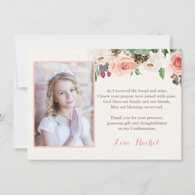 Winter First Communion Thank You Card for Girl (Front)