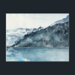 Winter Fjords Postcard<br><div class="desc">Winter Fjords II by Jennifer Paxton Parker. Features watercolor fjords in a serene,  blue-toned setting.</div>