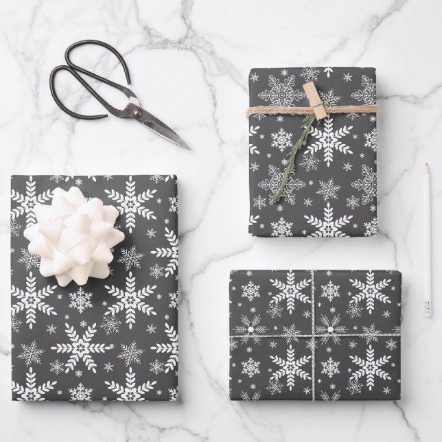 winter flakes holidays motif wrapping paper sheet (Front)