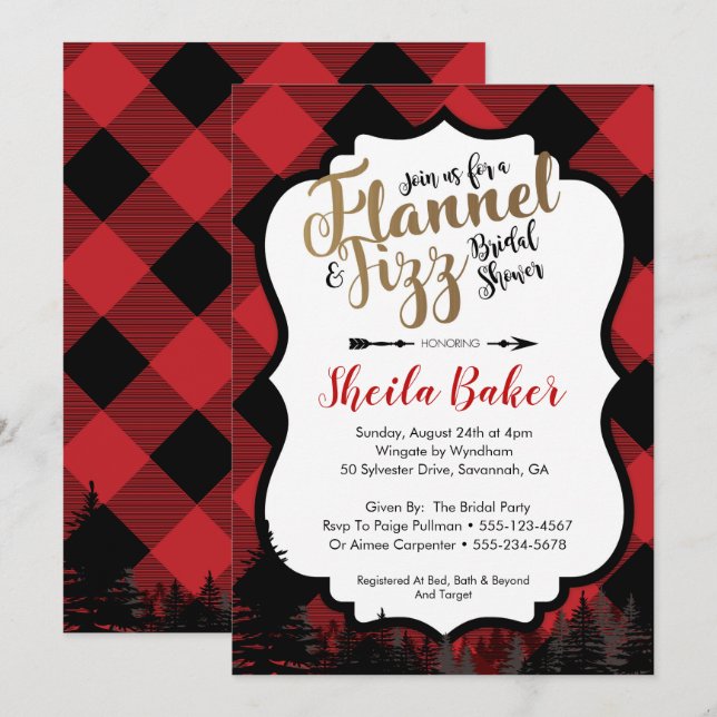 Winter Flannel Bridal Shower Invitation (Front/Back)