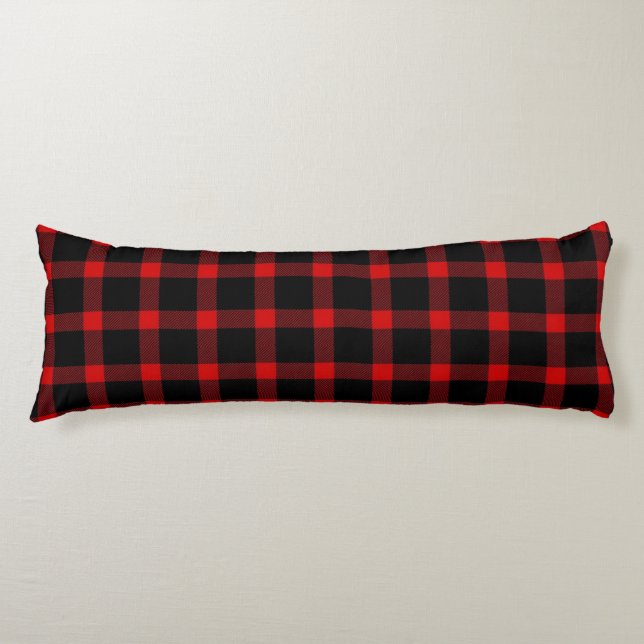 Winter flannel red and black body cushion (Front)
