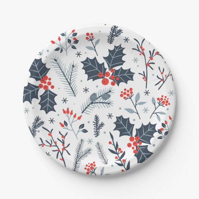 Winter flora paper plate (Front)