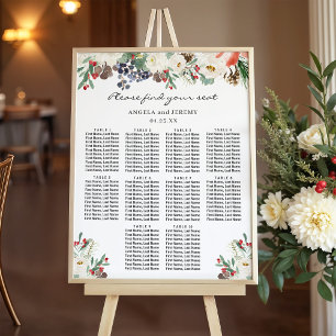Winter Floral 10 Tables Wedding Seating Chart