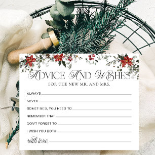 Winter Floral Advice and Wishes Bridal Shower Card