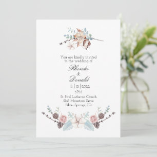 Winter floral and Foliage Watercolor Wedding Invitation