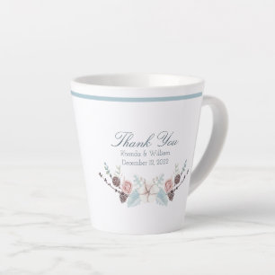Winter floral and Foliage Watercolor Wedding  Latte Mug