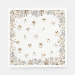 Winter Floral Angels Baby Shower  Napkin