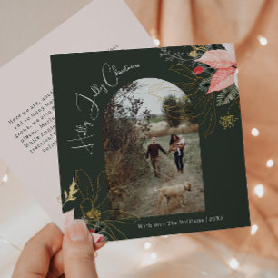 Winter Floral Arch Holly Jolly Christmas One Photo Holiday Card