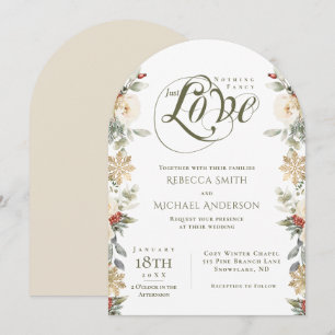 Winter Floral Arch Nothing Fancy Just Love Wedding Invitation