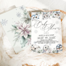 Winter Floral Arctic Animals Baby Shower