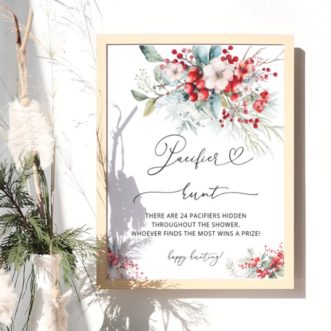 Winter Floral Baby Shower Pacifier Hunt Game Poster (Creator Uploaded)