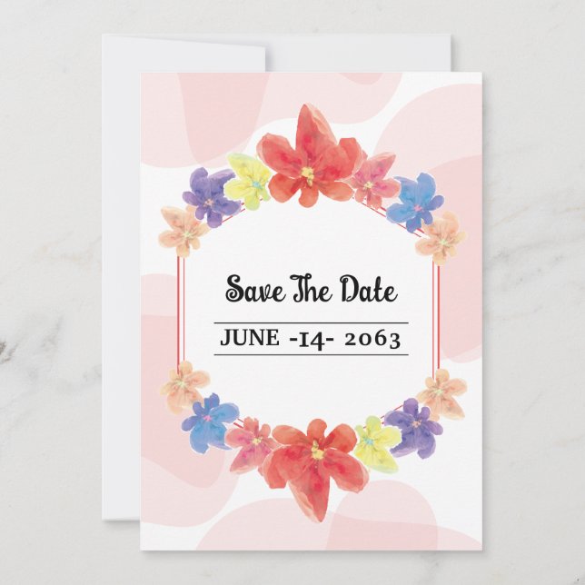 Winter Floral Birthday Party Card Design Template (Back)