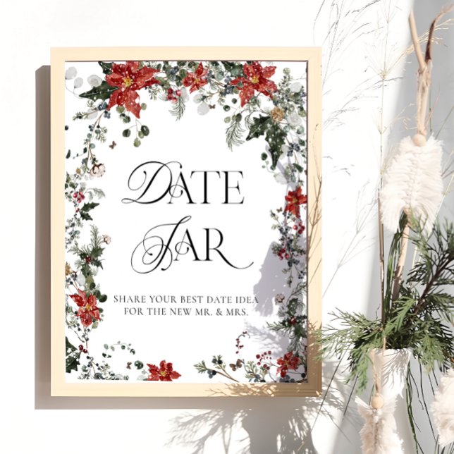 Winter Floral Bridal Date Night Ideas Date Jar Poster (Creator Uploaded)
